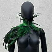 economico Accessori-Accessori Samba Carnevale 2026 Rio Carnevale Mantello Stola Piume Bianche Donna con Collo Alto Costume per Festival in Brasile