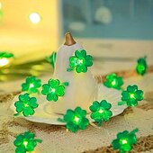 halpa Paristokäyttöinen-2m 20 ledin nelilehtinen apilaketjuvalosarja, paristokäyttöiset keijuvalot, Pyhän Patrickin päivän valot, vihreä apila juhlaan, makuuhuoneen seinäikkunoihin, pääsiäiseen, Pyhän Patrickin päivän koristeluun, lämmin valo