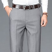 baratos Magro-Homens Social Calças Calças de Terno Bolsos Tecido Conforto Respirável Casamento Ao ar livre Diário Moda Casual Preto Cáqui