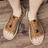 economico Infradito da Vacanza-sandali da uomo color cuoio con cinturini regolabili, traspiranti e comodi, ideali per attività estive all'aperto e vacanze