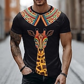  Voor heren Geometrisch T-shirt Korte mouw T-shirt 3D-afdrukken Strakke ronde hals Overhemd Modieus Etnisch Dagelijks Straat Zwart Groen Zomer Lente Kleding S M L XL XXL XXXL