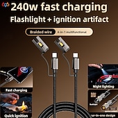 お買い得  充電ケーブル-240W 4-in-1フラッシュライト点火マルチ機能データケーブル2パックApple 17 Proファーウェイシャオミ3.94フィート対応