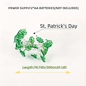 halpa Paristokäyttöinen-2m 20 ledin nelilehtinen apilaketjuvalosarja, paristokäyttöiset keijuvalot, Pyhän Patrickin päivän valot, vihreä apila juhlaan, makuuhuoneen seinäikkunoihin, pääsiäiseen, Pyhän Patrickin päivän koristeluun, lämmin valo
