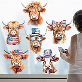  Lot de 2 autocollants adhésifs pour vitrine de restaurant, motif drapeau américain, pour la fête de l'indépendance. Sans électrostatique.