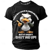  Aging May Have Slowed Me Down But It Hasnt Shut Me Up T Shirt Funny Angry Duck Red Graphic Tee Sarcastic Retirement Gift Clothing Apparel S M L XL XXL XXXL
