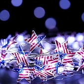  Luzes decorativas comemorativas do bicentenário dos Estados Unidos, cordão de luzes patrióticas de 3 metros para o Dia dos Veteranos, adequadas para decoração de interiores e festas comemorativas
