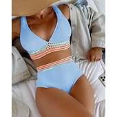 baratos Surfistas Tankinis &amp; Bikinis-Women's Regular Surfing Tankinis &amp; Bikinis Bathing Top 2 Pieces Geometric Open Back UV Protection Elastic Sleeveless Swimwear Surfing Diving Swimming Summer