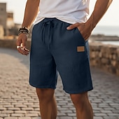 economico retrò-Per uomo Shorts Shorts di Lino Pantaloncini Estivi Shorts da Spiaggia Pantaloncini larghi Coulisse Elastico in vita Semplice Comodità Traspirante Lunghezza al ginocchio Quotidiano All'aperto Ferie