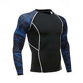 Недорогие Футболки и майки для бега-Муж. Цветочный принт Футболка для бега Компрессионная футболка Весна Осень Длинный рукав Быстровысыхающий Сжатие видеоизображений Влагоотводящие