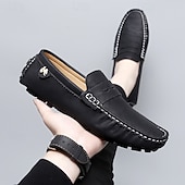 billiga Casual loafers-Herrloafers i läder – bekväma slip-ons för vardagsbruk, kontor och resor