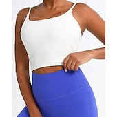 cheap Women's Shirt-Women's Solid Colored Sports Bra Top Sport Top Sports Bra Sleeveless Backless Shock Absorption Breathable Running Fitness Yoga Scoop Neck Sports Bra Tank Back Black White Yellow Tennis Clothing