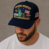  Gorra de béisbol bordada conmemorativa del 250 aniversario de Estados Unidos, Estatua de la Libertad &Banderas estadounidenses, gorra conmemorativa del Día de la Independencia