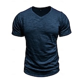billige grunnleggende t-skjorter-Herre T-skjorte 100 % bomulls-T-skjorte Kort Erme V-hals Sommer Vår &amp; Vinter عادي Pit Strip Mote Designer Grunnleggende Grunnleggende Myk Avslappet Feriereise Gate Svart Stein Grønn Topp T-skjorte