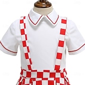 preiswerte Kleider-Vintage inspiriert Midlänge A-Linie Kleid Swing-Kleid Kurze Ärmel Tupfen A-Linie Kostüm Mädchen Kindertag Maskerade Urlaub Alltagskleidung Kinder Kleid Abschlussballkleider Sommer Frühling