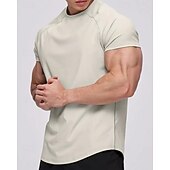 Χαμηλού Κόστους T-shirts και αμάνικα μπλουζάκια για τρέξιμο-Ανδρικά Μονόχρωμο Tricou de Alergat Μπλούζα συμπίεσης Καλοκαίρι Άνοιξη Φθινόπωρο Κοντομάνικο Γρήγορο Στέγνωμα Συμπίεση Ύγρανση Γυμναστήριο προπόνηση Ενεργή εκπαίδευση Ασκηση Θαλασσί Μαύρο Μπεζ