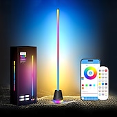 halpa Älykkäät koristevalot-Sylinterimäinen rgbic-lattiavalaisin, Bluetooth-sovelluksella ohjattava led-kulmavalaisin, musiikin synkronointiväriä vaihtava lattiavalaisin ajastimella, 16 miljoonaa väriä makuuhuoneen olohuoneen
