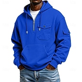 economico felpe con cappuccio da uomo di base-Per uomo Felpa con cappuccio Maglione Felpa con cappuccio e zip corta Felpa con cappuccio in pile Grigio chiaro Con Cappuccio Semplice Tasca Quotidiano Sport &amp; Outdoor Ferie Streetwear Abbigliamento