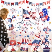  2 דפים של בלוני דגל יום העצמאות האמריקאי מדבקות סטטיות לראווה של דלתות זכוכית