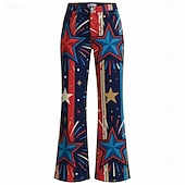  250ή Επέτειος ΗΠΑ Ρετρό / Βίντατζ Δεκαετία '70 Παντελόνια Παντελόνι με καμπάνα Χίπισσα Ντίσκο Ψηλή Μέση Φανταχτερή Φόρεμα Γυναικεία Μασκάρεμα 4η Ιουλίου Πάρτι Ημέρα της ανεξαρτησίας Ενηλίκων