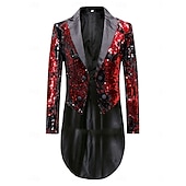 cheap Tuxedos-Men's Tuxedo Closure collar Party Sparkle Sequin Solid Colored Blazer Blue Red Gold Tailored Fit Double Breasted Six-buttons