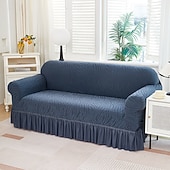 voordelige Sofadoek-Sokkenhoes van elastische jacquardstof met rokzoom, geschikt voor L-vormige banken, hoekbeschermer voor woonkamerbanken, antislip, wasbaar en stofwerend. Geschikt voor 1, 2, 3 of 4 zitplaatsen.