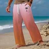 preiswerte Bedruckte Freizeithosen für Herren-Herren Kokospalme Farbverlauf Tropische Pflanzen Hose Freizeithose Baggy-Hosen Mittlere Taille Hawaiianisch Outdoor Urlaub Strandbekleidung Kordelzug Elastischer Kordelzug in der Taille