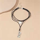 ieftine Coliere &amp; Pandative-1 buc Colier Choker Lănțișor For Unisex Zilnic Stradă Cadou Aliaj Peteci Dublu Stratificat