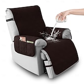 billige Reclinerdeksel-100 % vanntett sofatrekk lenestoltrekk lenestoltrekk sklisikkert hundestoltrekk møbelbeskytter vaskbart trekk med lomme elastiske stropper for kjæledyr hunder (mørk grå, 23,6")