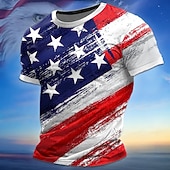 billiga Patriotisk T-shirt för veteraner-4 juli 2026 250:e minnesdagen Herrs patriotiska patriot grafisk 3D tryck amerikansk flagga veteran crew neck kortärmad T-shirt