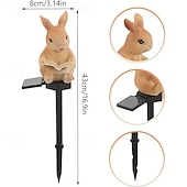 tanie Lampy Ścienne Zwenętrzne-zasilana energią słoneczną żywiczna lampa ogrodowa w kształcie królika, kreatywne światło dla zwierząt, wodoodporna, zewnętrzna, willa, trawnik, ścieżka, dekoracja na przyjęcie wielkanocne