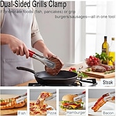cheap Grills &amp; Outdoor Cooking-2pcs Stainless Steel Barbecue Clip, Fish Frying Spatula with Anti-Slip Comfortable Grip, Suitable for Flipping Fish, Eggs, Pizza, Steak, and Fries, Ideal for Home and Restaurant, Outdoor Barbecue Use