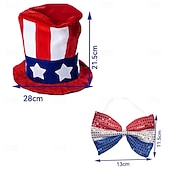  250° anniversario USA Cappello Panama Papillon Cappello a cilindro Zio Sam Innovativo Patriotico Paillettes Adulti Unisex Giorno dell'Indipendenza / 4 Luglio 4 Luglio Feste Parata Vestirsi