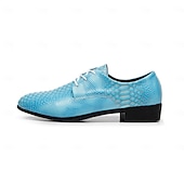 voordelige Derby Schoenen-Blauwe herenschoenen met krokodillenprint, vetersluiting, bovenkant van imitatieleer, modieuze luxe stijl, geschikt voor stijlvolle mannen bij feestjes en speciale gelegenheden.