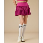 tanie Spódnice i szorty damskie-Damskie Solidne kolory Spódnica casualowa Spódnica tenisowa Spódnica sportowa Spódnica z szortami Pofałdowany Elastyczny pas Siatka kontrastowa Odporność na wiatr Oddychający Bransoletka tenisowa