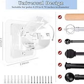 levne Úložiště a organizování-14 ks držáky na záclonové tyče bez vrtání, samolepicí háčky na záclonové tyče bez hřebíků, nastavitelné háčky na záclonové tyče, věšáky na záclony do koupelny, kuchyně, domů, koupelny a hotelu