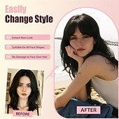 voordelige Pony-Clip-in pony, synthetische Franse pony, haarclip, asblonde neppony met slapen, haarstukjes voor vrouwen, natuurlijke gebogen haarextensies voor dagelijks gebruik