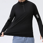 Χαμηλού Κόστους T-shirts και αμάνικα μπλουζάκια για τρέξιμο-Ανδρικά Μονόχρωμο Tricou de Alergat Μπλούζα συμπίεσης Άνοιξη Φθινόπωρο Κουμπώσου Μακρυμάνικο Γρήγορο Στέγνωμα Συμπίεση Ύγρανση Αναπνέει