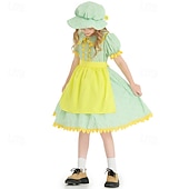  250e jubileum VS 19e eeuw jaren 1800 Prairiejurk Bonnet en schortset Korte mouwen Pionier Meisje Koloniaal Pionier Onafhankelijkheidsoorlog Bloemig Kostuum Voor meisjes Halloween Carnaval 4 juli