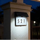 tanie Światła ścieżki i latarnie-Zewnętrzna tabliczka znamionowa z podświetleniem solarnym, cyfrowa tabliczka znamionowa, podłączana do podłoża, wodoodporna, montowana na ścianie, zewnętrzna lampa solarna na werandę