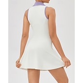 Недорогие Женское платье-Жен. Однотонный Теннисное платье Спортивное платье Без рукавов Застегнуться Влагоотводящие Дышащий Теннис Бег Фитнес Платья Черный Синий Лиловый Теннисная одежда