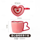 voordelige Mokken &amp; Bekers-Hartvormige koffiemok van 295 ml – schattige keramische mok met hartje als accent, perfect voor Valentijnsdag, bruiloften, jubilea, romantische cadeaus, koffie, thee, warme chocolademelk, en als