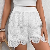 economico Pantaloncini corti-Per donna Shorts Pantaloncini Estivi Shorts da Spiaggia Vacanza Moda Casual Quotidiano Corto Misura del girovita medio Pizzo Elastico in vita Comodità Morbido Traspirante Inelastico Abbigliamento