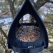 Χαμηλού Κόστους Υπαίθρια κρεμάστρα τοίχου-Κρεμαστή ταΐστρα πουλιών για κήπο με στέγη, πλαστική κρεμαστή ταΐστρα πουλιών, διακοσμητικός σταθμός ανοιχτού σχεδιασμού, ταΐστρες πουλιών για εξωτερικούς χώρους, ιδανικές για αυλή, αίθριο, κήπο και