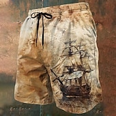 economico Retro Vintage &amp; Etica-Per uomo Nautico Barca a vela Trama grunge Costumi da bagno Pantaloncini da mare Pantaloncini da Surf Misura del girovita medio Retrò Vintage All'aperto Vacanza Abbigliamento Quotidiano Tasche