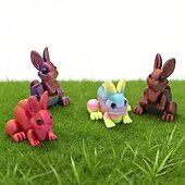 voordelige Pasen-Paashaas 3D-geprint, beweegbaar konijnfiguurtje met verstelbare oren &amp;Expressieve ogen, veelkleurige plastic paasmanddecoratie, geschikt als vulling voor paasmanden of als tafeldecoratie. &amp;lente