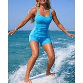 رخيصةأون تنجيد السباحة وبيكيني-نسائي تانكيني مكشكش ثوب السباحة قطعتين حجب الألوان حماية UV مطاط بدون كم ملابس السباحة تزلج على الماء غوص سباحة الصيف