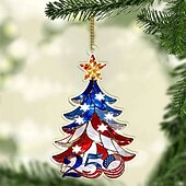  Ornement commémoratif du bicentenaire des États-Unis, en acrylique 2D, décoration de sapin de Noël pour le bicentenaire américain, objet décoratif patriotique de collection.