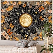 preiswerte Wandteppiche-Wandteppich mit Sonne und Mond aus Buntglas, himmlisches Mosaik, Boho-Stil, kunstvolle Wanddekoration für Yoga-, Meditations- und Wohnzimmer