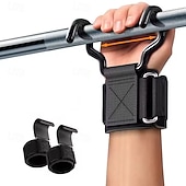 billiga Helkroppsmassage-2 st tyngdlyftningskrokar med handledsbandage handledsrem gym fitnesskrok viktrem pull-ups kraftlyftningshandskar