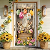 abordables Bannières de Garage et de Porte-Pâques Affiches Couverture de porte Bannières extérieures Rabbit Mignon 3D Soirée Dortoir Chambre d'adolescents Résidence universitaire Chambre d'amis pour hommes dans une fraternité Arrière-plans de